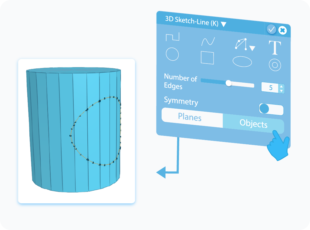 Selecting drawing on Objects for 3D Sketch